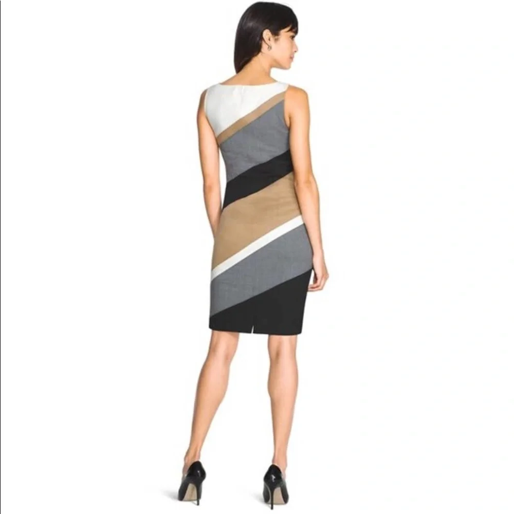 WHBM diagonal colorblock strip fitted dress 0 XS - Picture 3 of 8